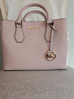 Michael Kors Blush Pink Leather Satchel with Gold MK Charm